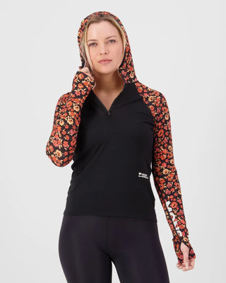 MONS ROYALE BELLA TECH WOMENS HOODIE - Ditzy Camo / Black