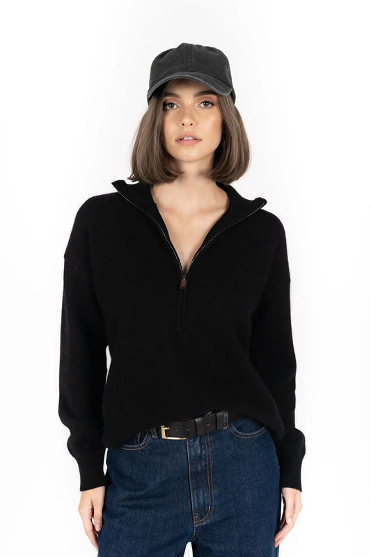 HUMIDITY KNOX ZIP SWEATER - Black