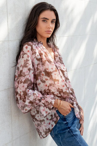 AMONG THE BRAVE ODYSSEY TOP - Blush Chocolate Floral