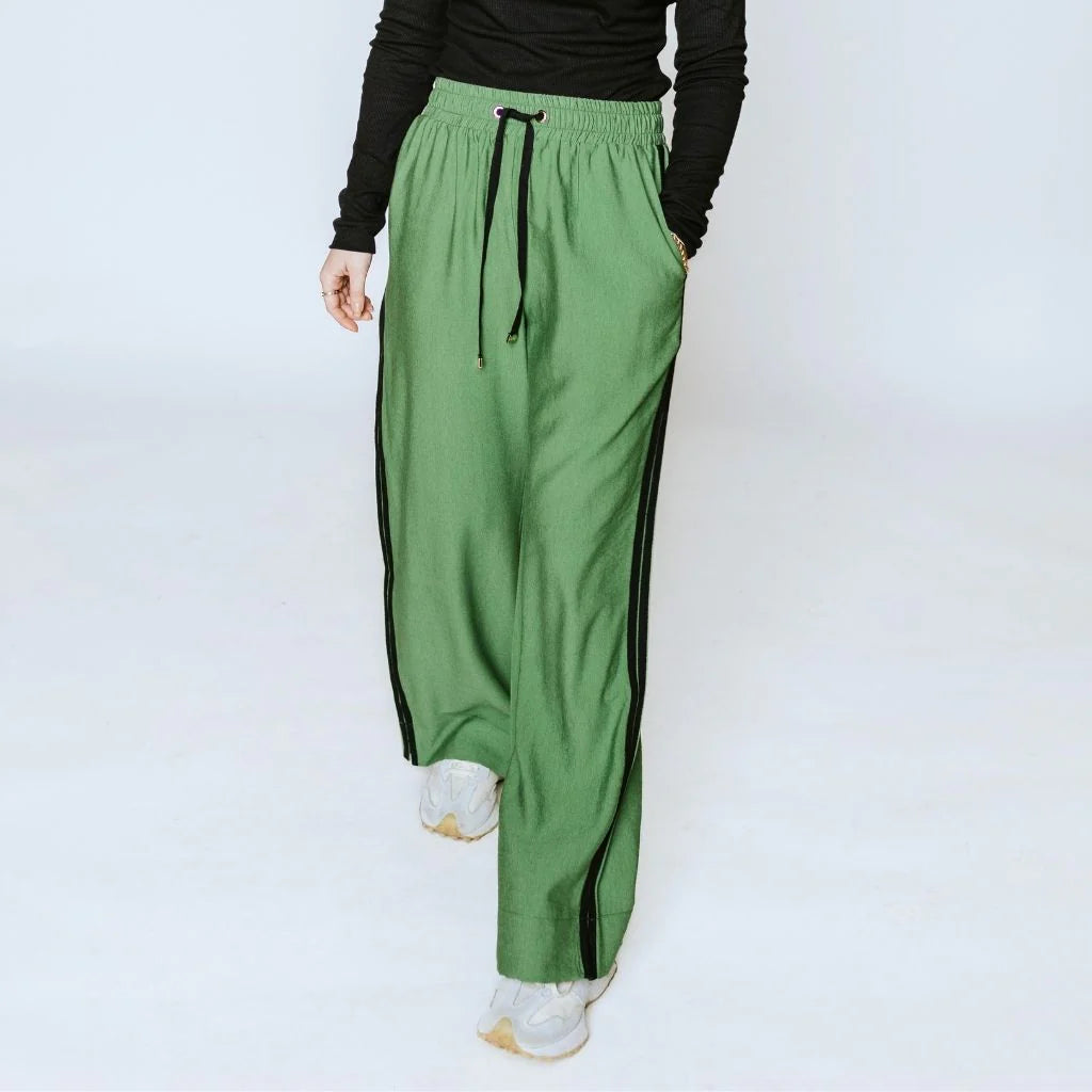 MOKE - Indiana Women's Wide Leg Pants - Dill with Black