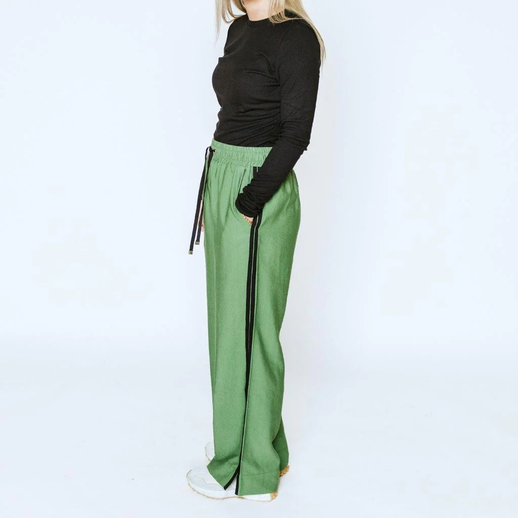 MOKE - Indiana Women's Wide Leg Pants - Dill with Black