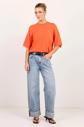 STORIES BE TOLD - INTREPID RELAXED KNIT TEE - Blood Orange