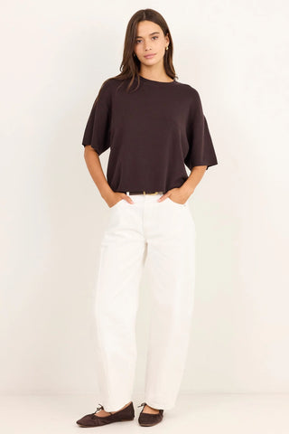 STORIES BE TOLD - INTREPID RELAXED KNIT TEE - Chocolate