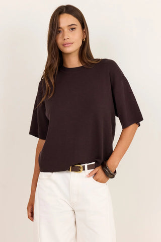 STORIES BE TOLD - INTREPID RELAXED KNIT TEE - Chocolate