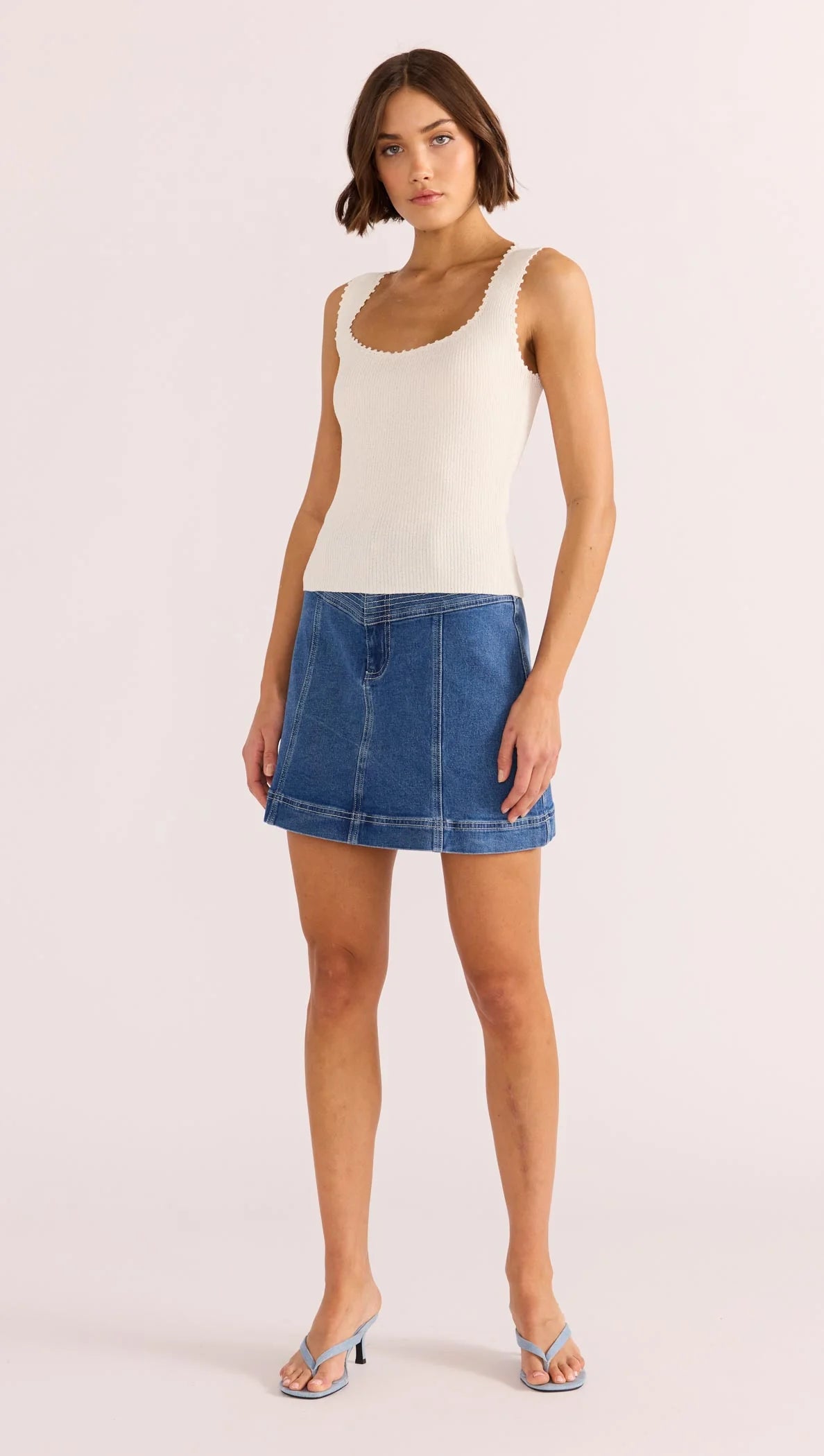 MINKPINK ISLA BOUCLE KNIT TANK - IVORY