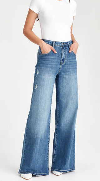 JUNKFOOD JEAN -  MARIO SUPER WIDE LEG - Blue