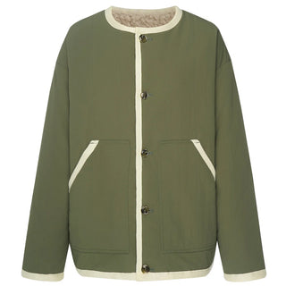 MOKE JUNIPER REVERSIBLE FAUX SHEARING JACKET - Olive Green / Cream