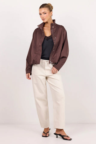 AMONG THE BRAVE - LANDSCAPE FUNNEL NECK JACKET - Chocolate