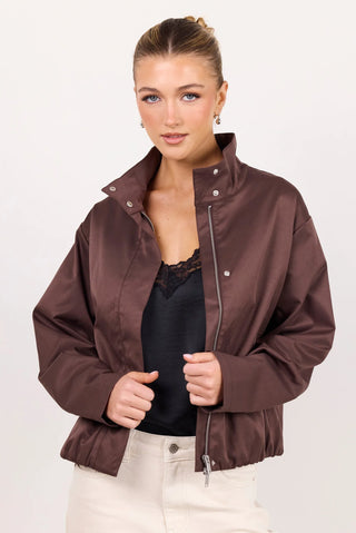 AMONG THE BRAVE - LANDSCAPE FUNNEL NECK JACKET - Chocolate