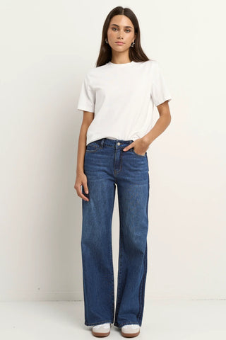 STORIES BE TOLD MANHATTAN SIDE STRIPE JEAN - Mid Blue