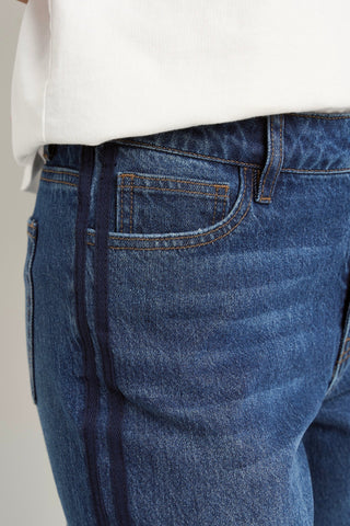 STORIES BE TOLD MANHATTAN SIDE STRIPE JEAN - Mid Blue