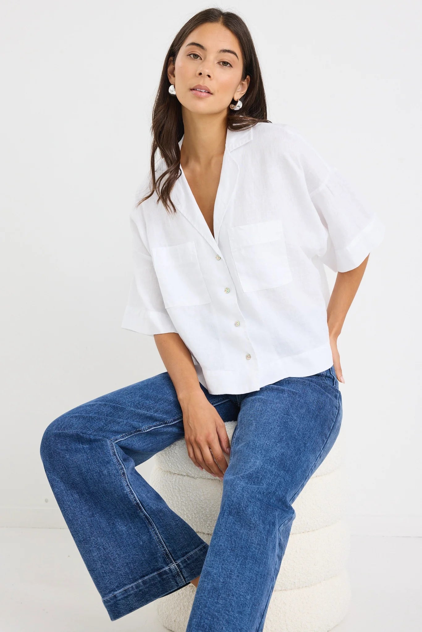 RE:UNION MEANDER BOXY SHIRT - WHITE