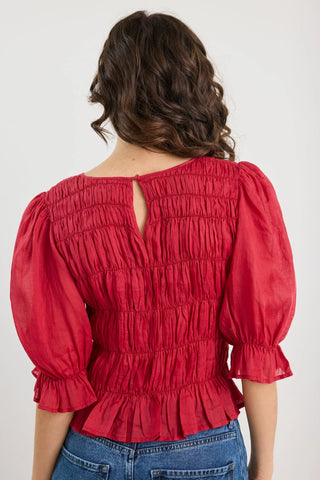 IVY + JACK - Melodic Red SS Shirred Body Top