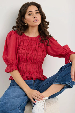 IVY + JACK - Melodic Red SS Shirred Body Top