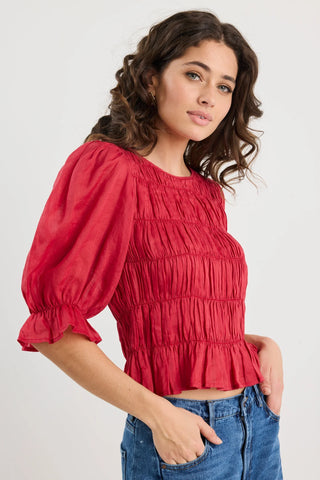 IVY + JACK - Melodic Red SS Shirred Body Top