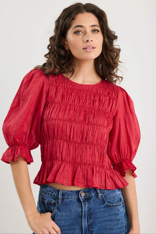 IVY + JACK - Melodic Red SS Shirred Body Top
