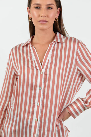 AMONG THE BRAVE - NARRATIVE SHIRT - Ochre Stripe
