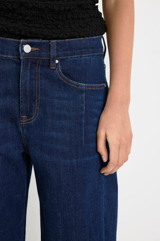 AMONG THE BRAVE - GRADUATE STRETCH BARREL JEANS - Dark Blue