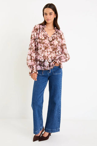 AMONG THE BRAVE ODYSSEY TOP - Blush Chocolate Floral