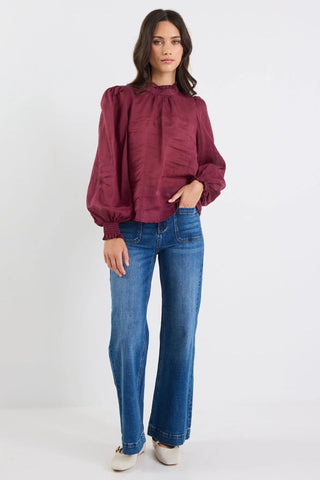 BY ROSA - POET HIGH NECK TOP - Burgundy Plum