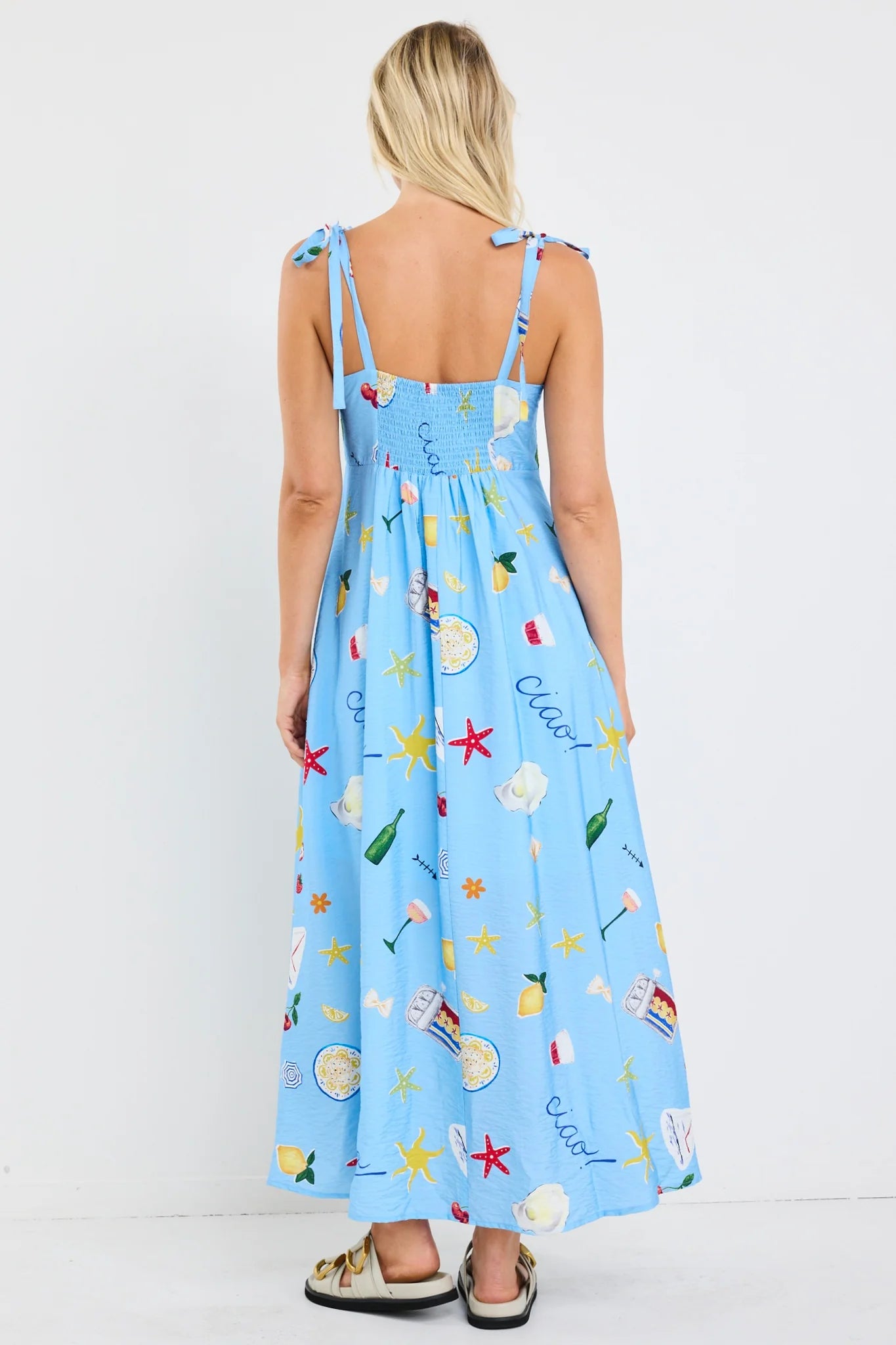 AMONG THE BRAVE PORTRAIT MAXI DRESS - Blue Holiday