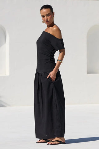 AMONG THE BRVE - PROXIMITY TEE SHIRT MAXI DRESS - Black