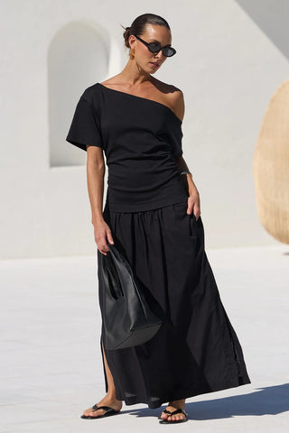 AMONG THE BRVE - PROXIMITY TEE SHIRT MAXI DRESS - Black