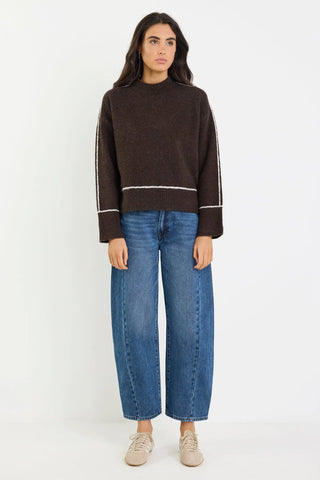 STORIES BE TOLD - QUEST CONTRAST DETAIL JUMPER - Chocolate