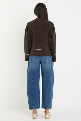 STORIES BE TOLD - QUEST CONTRAST DETAIL JUMPER - Chocolate
