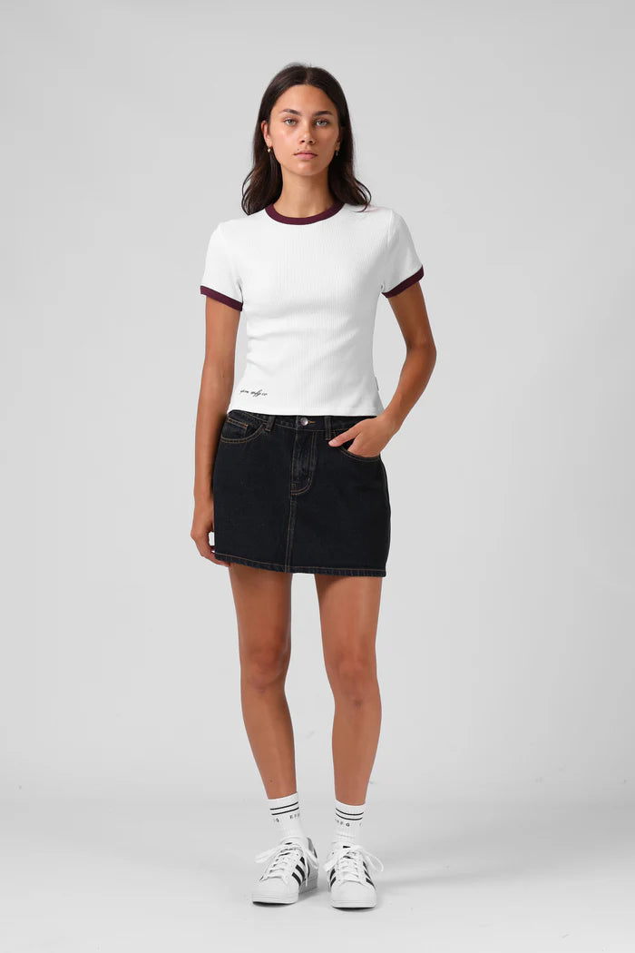 RPM RIBBED RINGER TEE - White