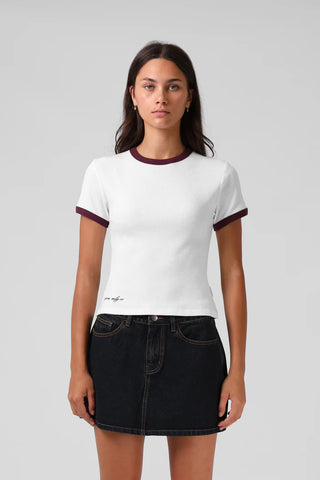 RPM RIBBED RINGER TEE - White