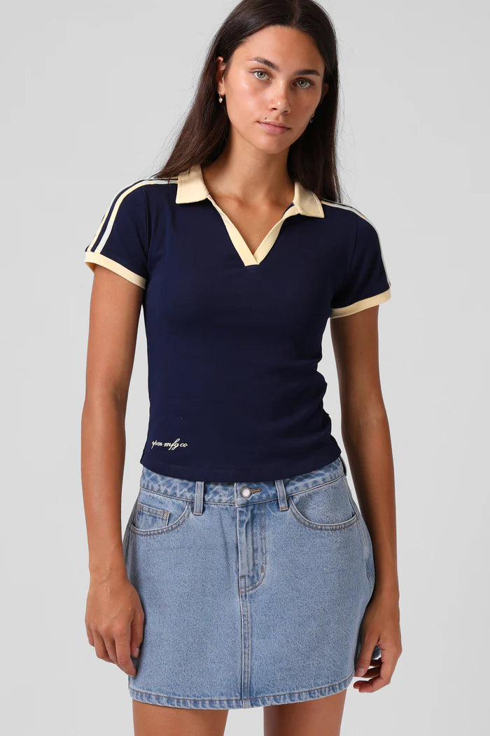 RPM V NECK POLO TEE - Navy / Yellow