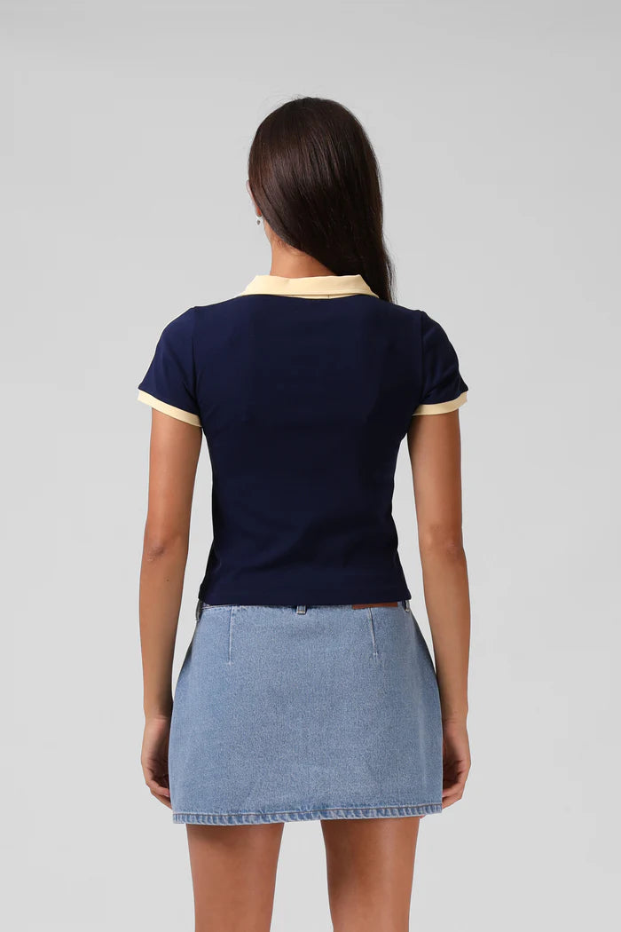 RPM V NECK POLO TEE - Navy / Yellow
