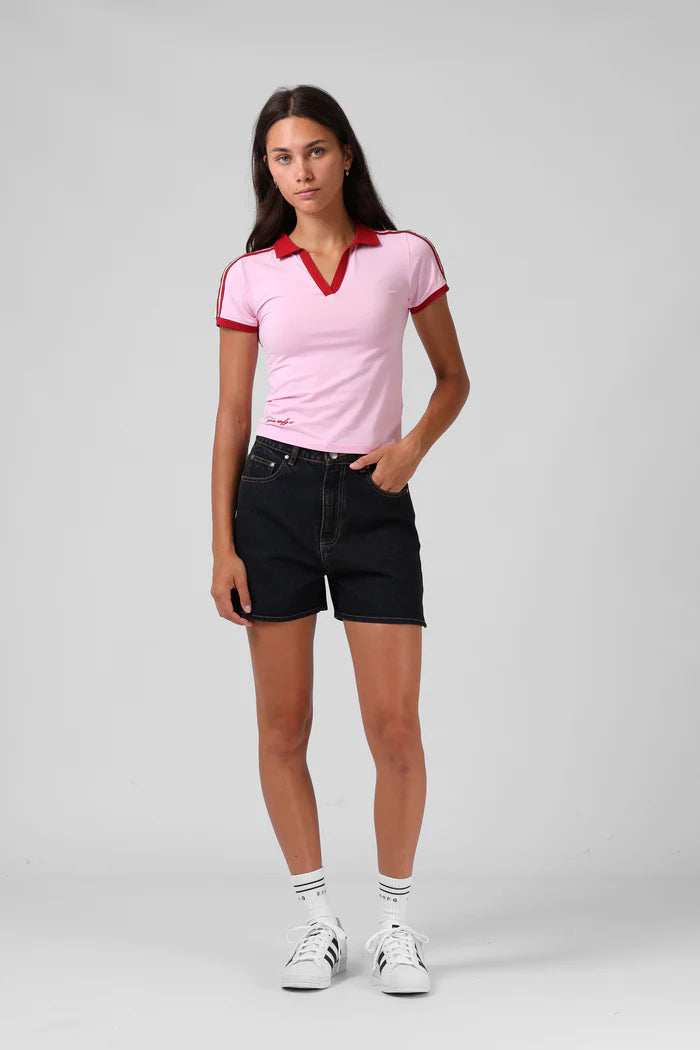 RPM V NECK POLO TEE - Pink / Red