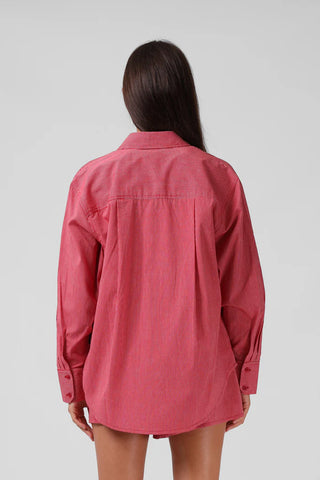 RPM OVERSIZE SHIRT - Red Pinstripe