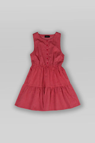 RPM SMOCK MIDI DRESS - Red Pinstripe