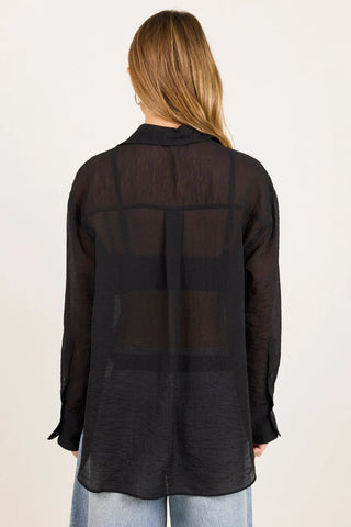 STORIES TO BE TOLD - Reflex Black Semi Sheer Oversized Boyfriend Shirt