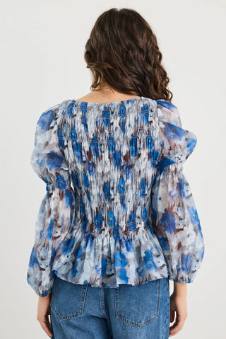 AMONG THE BRAVE - REQUIRED SHIRRED TOP - Sky Blue Floral
