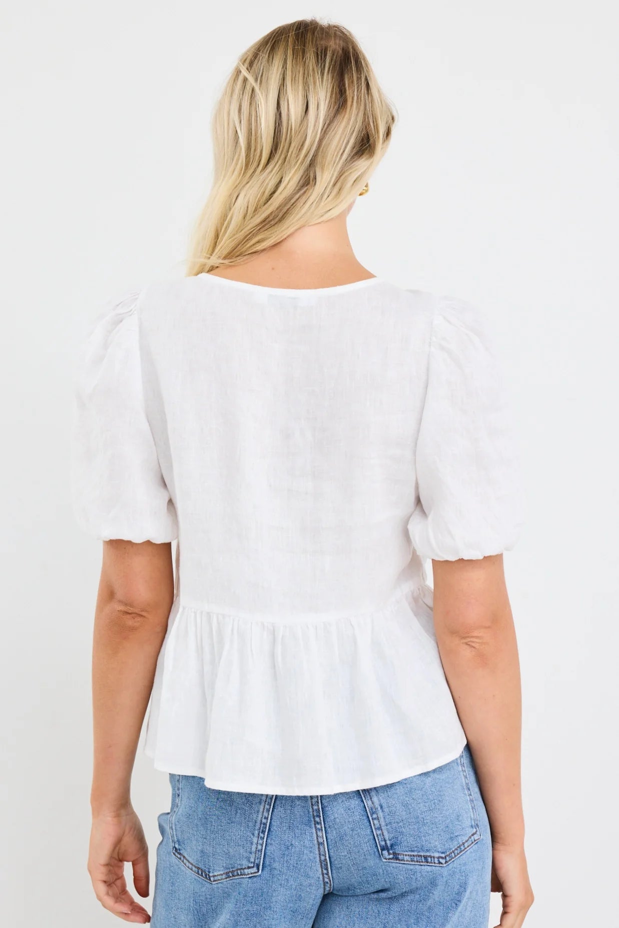 STORIES BE TOLD RESTORE TIE FRONT PEPLUM TOP - Ivory
