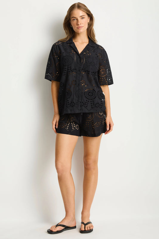 SEA LEVEL IBIZA BOWLING SHIRT - Black