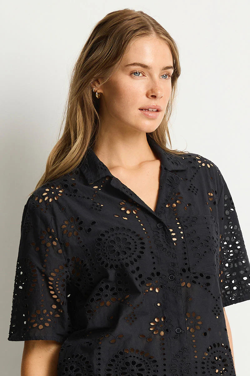 SEA LEVEL IBIZA BOWLING SHIRT - Black