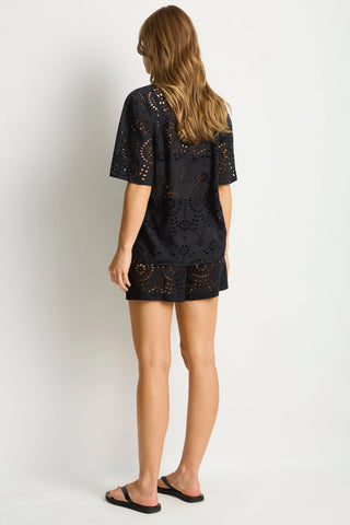 SEA LEVEL IBIZA BOWLING SHIRT - Black