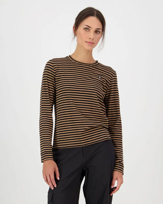 MONS ROYALE -  ICON MERINO STRIPE -  Stripe Toffee
