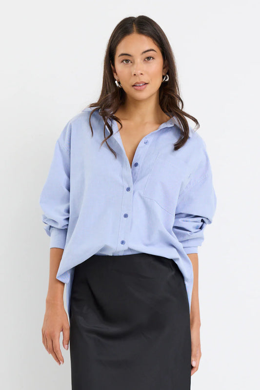 STORIES BE TOLD SIGNATURE BLUE OXFORD OVERSIZED SHIRT - Blue