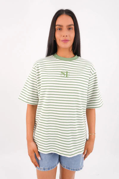 SILENT THEORY STRIPE STRIPE S/S TEE - Green