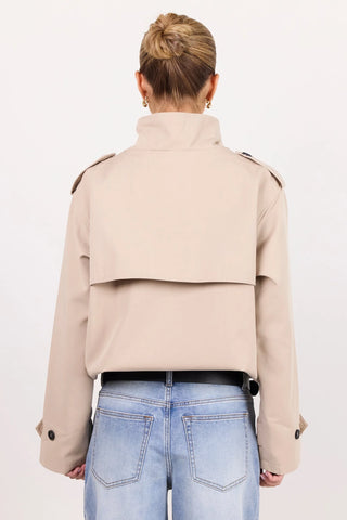 AMONG THE BRAVE - SQUAD FUNNEL NECK TRENCH JACKET - Taupe