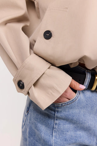 AMONG THE BRAVE - SQUAD FUNNEL NECK TRENCH JACKET - Taupe