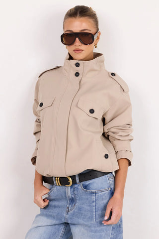 AMONG THE BRAVE - SQUAD FUNNEL NECK TRENCH JACKET - Taupe