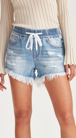 JUNKFOOD SHORTS - STELLA - Vintage Blue