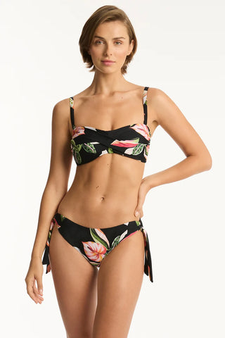 SEA LEVEL SUNDOWN TWIST BANDEAU TOP - Black